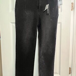 Blank NYC Black Sequined Straight Leg Jeans